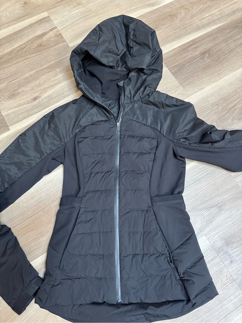 lululemon athletica Black Quilted Hooded Puffer Jacket